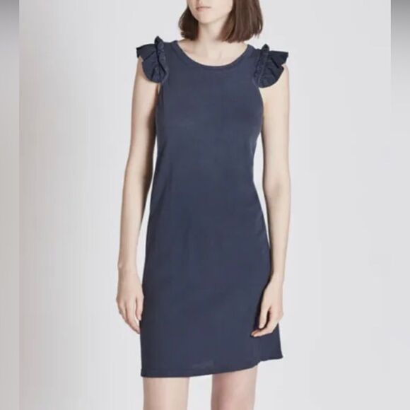 CURRENT/ELLIOTT The Ruffle Muscle Cotton Shift Dress Size 2/ Medium - Picture 2 of 7